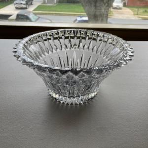 Photo of Vintage Deep Cut Glass Fluted Bowl Heavy Lead Crystal