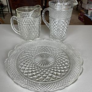 Photo of Lot of Glassware - 2 Pitchers 1 Serving Platter