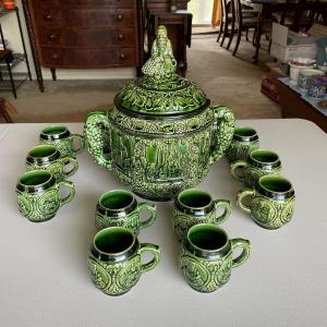 Photo of Marzi and Remy Stoneware Rum Wine Punch Bowl and 12 Mugs
