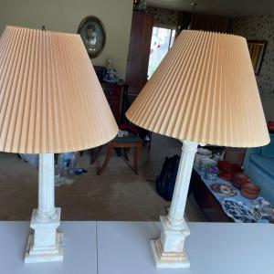 Photo of Vintage Pair of Neoclassical Marble Table Lamps