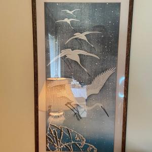 Photo of Perching Herons in Snow Framed Print by Ohara Koson