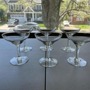 Photo of Set of 6 Vintage Champagne Crystal Glasses