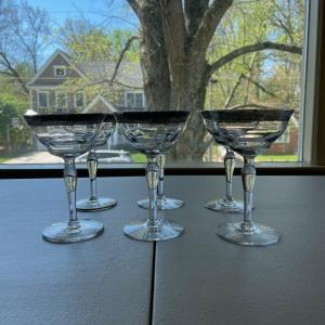 Photo of Tiffin-Franciscan Rambler Rose Clear Stem Champagne / Wine Glasses