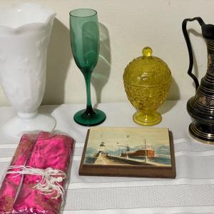 Photo of Indian vase, color & milk glass