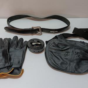 Photo of Leather belt - CAT Leather gloves - and a conceal carry pouch