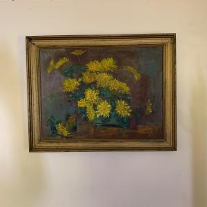 Photo of LOT 154: Unsigned Still Life w/Flowers Painting on Canvas