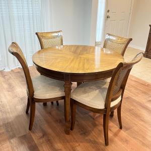 Photo of DREXEL HERITAGE ~ Francesca ~ Solid Wood Inlaid Dining Table With Six (6) Cane B