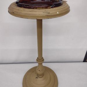 Photo of Vintage Metal Pedestal Ashtray Stand with Amber Glass Insert Choice A