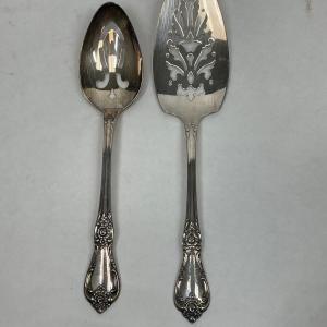 Photo of Vintage serving flatware, plated pie server and large spoon
