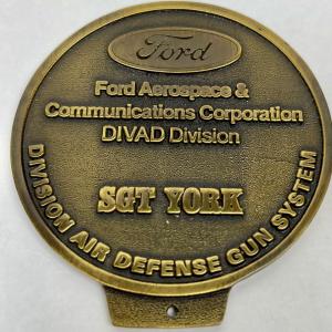 Photo of Brass Ford Aerospace & Communication DIVAD Division SGT YORK Division Air Defens