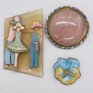 Photo of Lot of 3 vintage pins brooches Pin by Lucinda Spring Summer colors