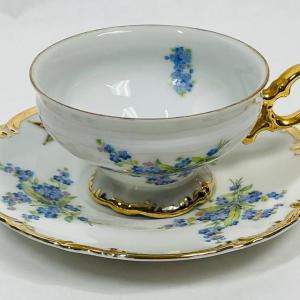 Photo of Vintage Teacup and Saucer Blue Flowers signed by meeting members