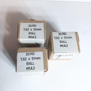 Photo of 20 round boxes of ammunition 7,62 x 51 mm Ball M1A3 Military Issued - 60 total r