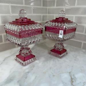 Photo of 2 Vintage Westmorland Wedding Candy dishes with top