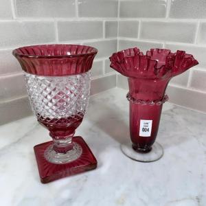 Photo of Vintage Cranberry glass vases