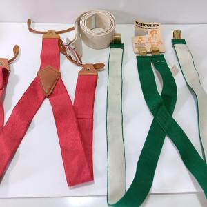 Photo of Two pairs of 42" suspenders and a white belt - Navy?