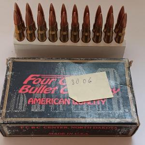 Photo of 30-06 Winchester Sprg. marked ammunition in Vintage Four corners bullet company 
