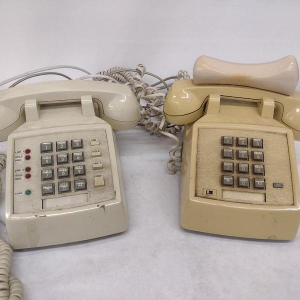 Photo of Pair of Vintage Push Button Dial Desk Land Line Cradle Style Telephones