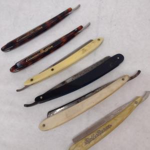 Photo of Set of Six Vintage Various Brands Straight Razors with Celluloid Handles (#12)