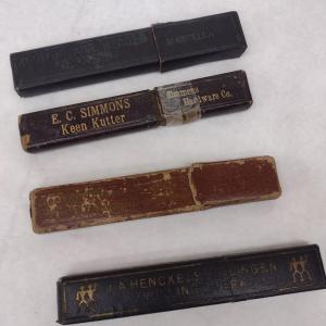 Photo of Set of Four Vintage Various Brand Straight Razors with Celluloid Handles with Bo