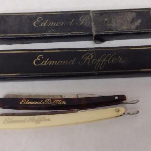 Photo of Pair of Vintage Edmond Roffler Straight Razors with Celluloid Handles with Boxes