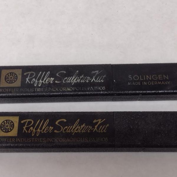 Photo of Pair of Vintage Roffler Sculpture Straight Razors with Celluloid Handles with Bo