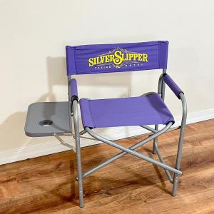 Photo of Purple & Gold Sports Chair With Flip Side Table