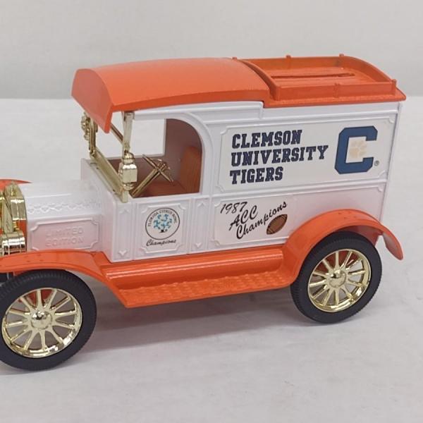 Photo of ERTL Clemson Tigers 1987 ACC Champions Delivery Van Die Cast Coin Bank with Box 
