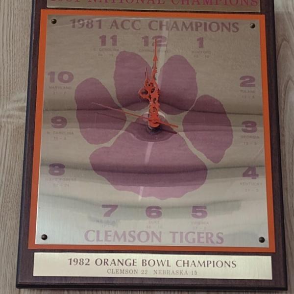 Photo of Clemson Tiger 1981 ACC Champions 1982 Orange Bowl vs. Nebraska Wall Clock