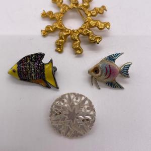 Photo of Sea Life Fish Seahorse Sand Dollar Jewelry Pin Lot