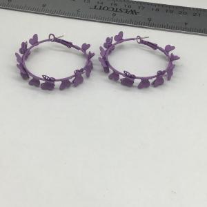 Photo of Purple butterfly hoop earrings