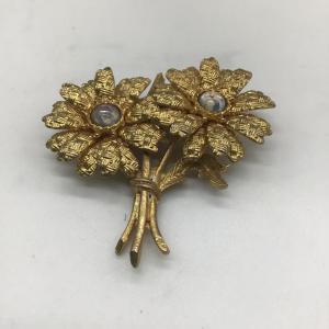 Photo of Vintage gold toned flower pin