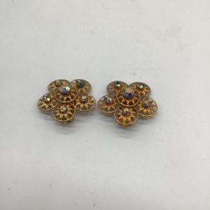 Photo of Vintage gold toned flower clip on earrings