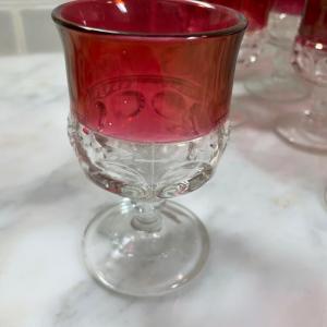 Photo of Vintage Tiffin-Franciscan Faceted Cranberry Red glasses