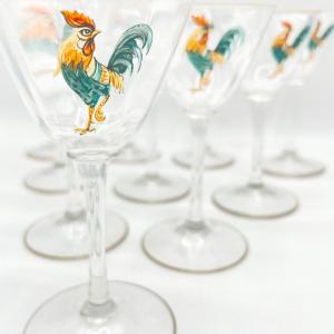 Photo of Vtg. Rooster Cocktail Martini Glasses ~ Set Of Ten (10)