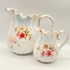 Photo of Pair (2) ~ Vtg. Porcelain Water Pitchers