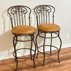 Photo of HILLSDALE FURNITURE ~ Pair (2) Swivel Upholstered Bar Stools