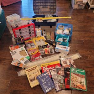 Photo of Assortment of Hardware, Sandpaper, Repair and Building Books and More (LR-CE)