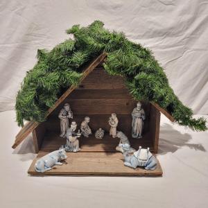 Photo of Handmade Nativity Scene with Signed Ceramic Figurines (LR-CE)