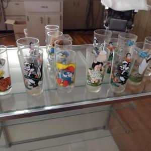 Photo of Collection of Vintage Looney Tunes and Smurfs Drinking Glasses- 14 Pieces
