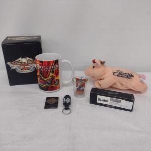 Photo of Collection of Harley Davidson Collectibles- Mug, Beanie Pig, Pewter Train, Shot 