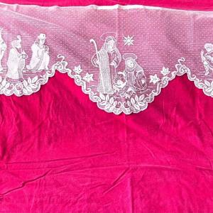 Photo of Vintage Lace Mantle Scarf with Nativity Scene