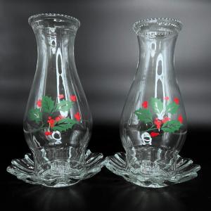 Photo of Indiana Glass Holiday Classic - Holly Berry Tapered Candle Lamp Set