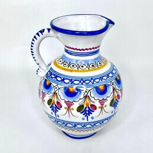 Photo of Vintage De La Cal Barreira Hand Painted Majolica Spain Pottery Pitcher