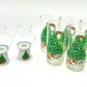 Photo of Vintage Noel Drinking Glasses and Candle Lamp Set
