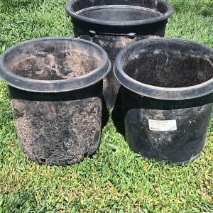 Photo of Three large flowerpots - heavy duty black Garden tubs Great for vegetable plants