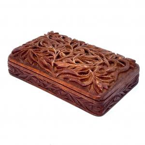 Photo of Antique Hand Carved Solid Wood Trinket Box From Holland