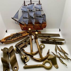 Photo of LOT 80: Assortment of Nautical Brass Hardware for Including "Ship's Bar" and "Sa