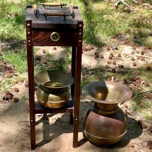 Photo of LOT 69: Vintage/Antique Smoking Stand with Union Pacific Copper and Brass Spitto
