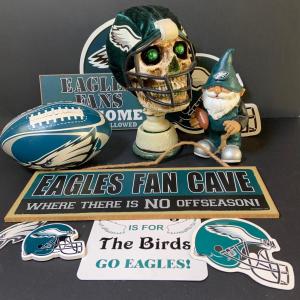 Photo of LOT 122: Die Heart Eagles Fan Collection Featuring a Custom Hand Crafted Eagles 